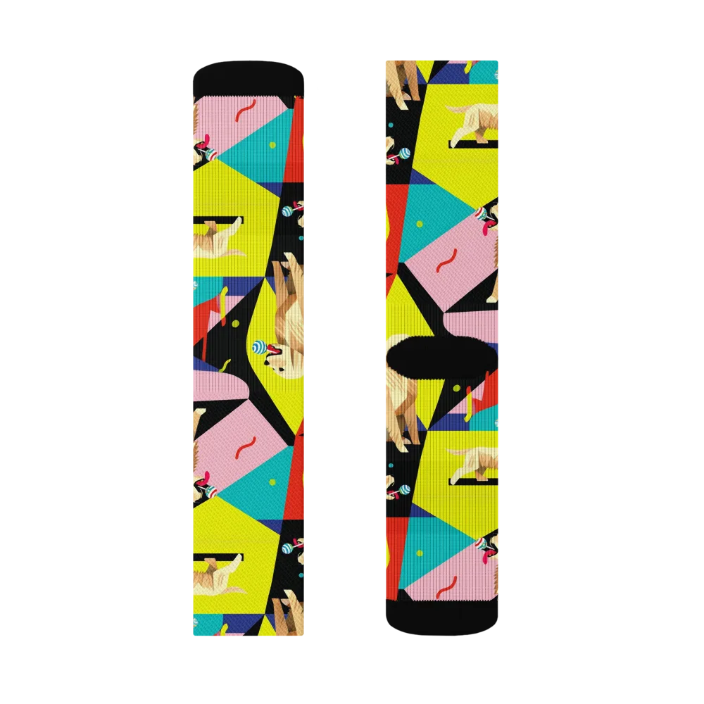 Candy Canine Geometry on Socks — Left Sock