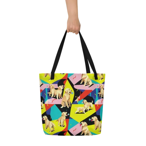 Candy Canine Geometry on a Large Tote Bag W/ Pocket