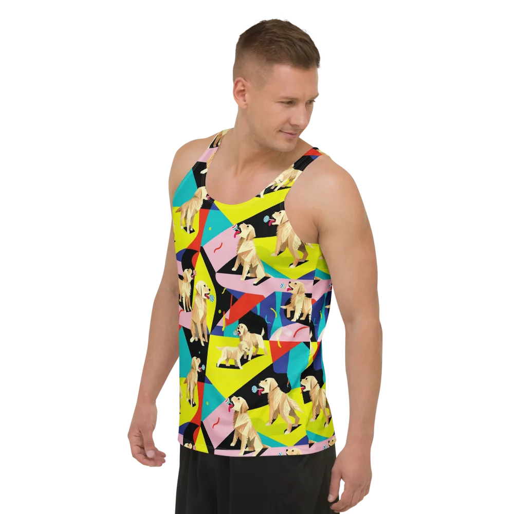 Candy Canine Geometry on Men's Tank Top — Left Front