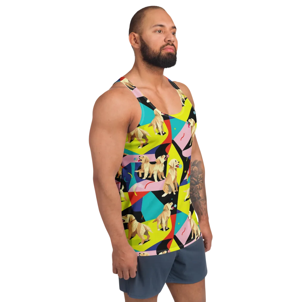 Candy Canine Geometry on Men's Tank Top — Right Front