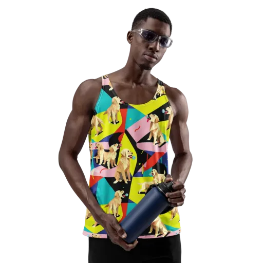 Candy Canine Geometry on a Men's Tank Top