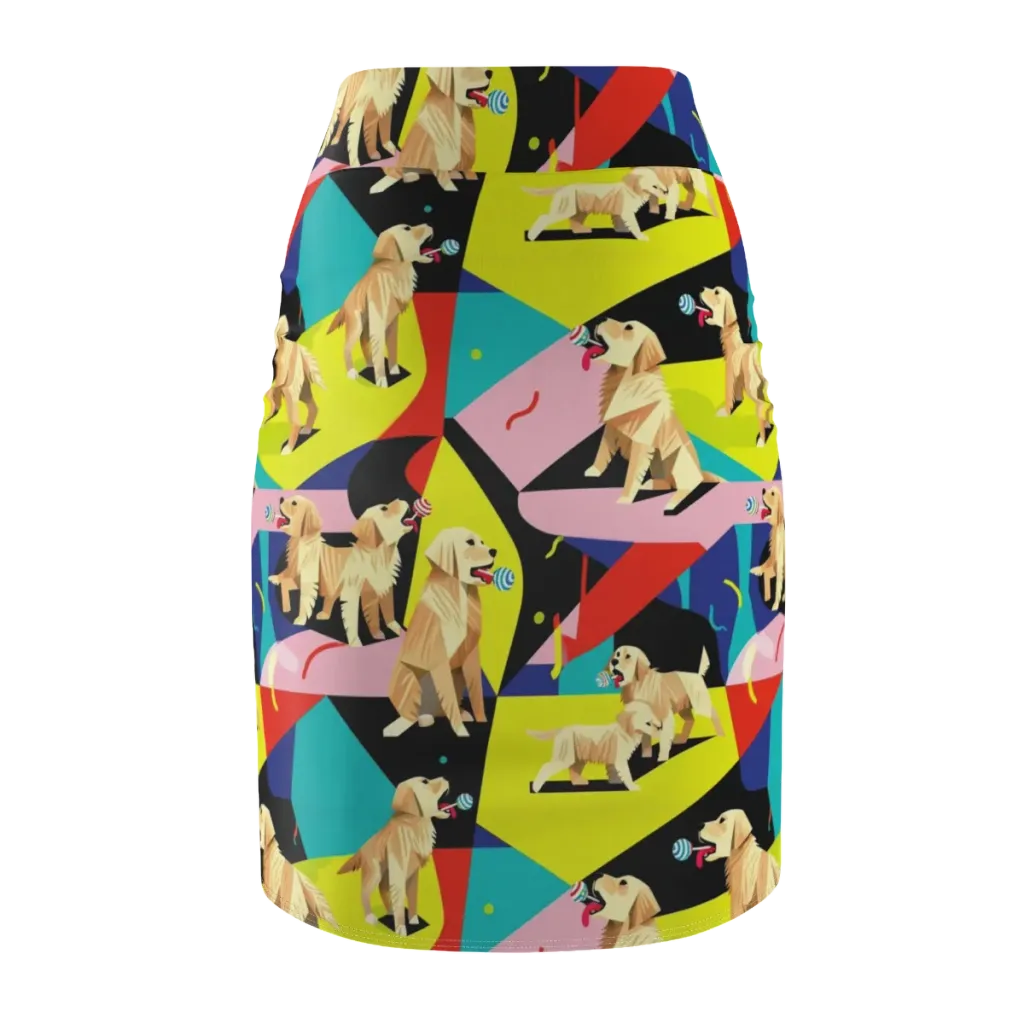 Candy Canine Geometry on Pencil Skirt — Back