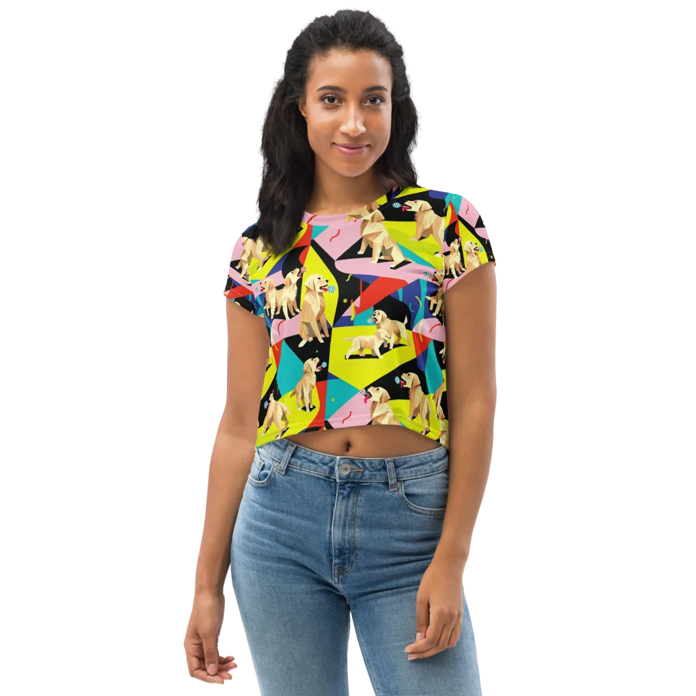 Candy Canine Geometry on Crop Tee — Front