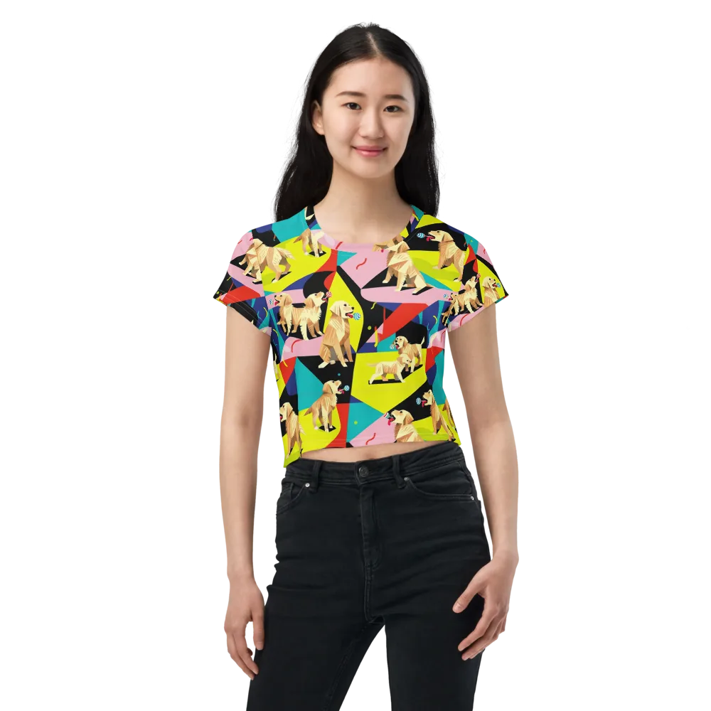 Candy Canine Geometry on Crop Tee — Front