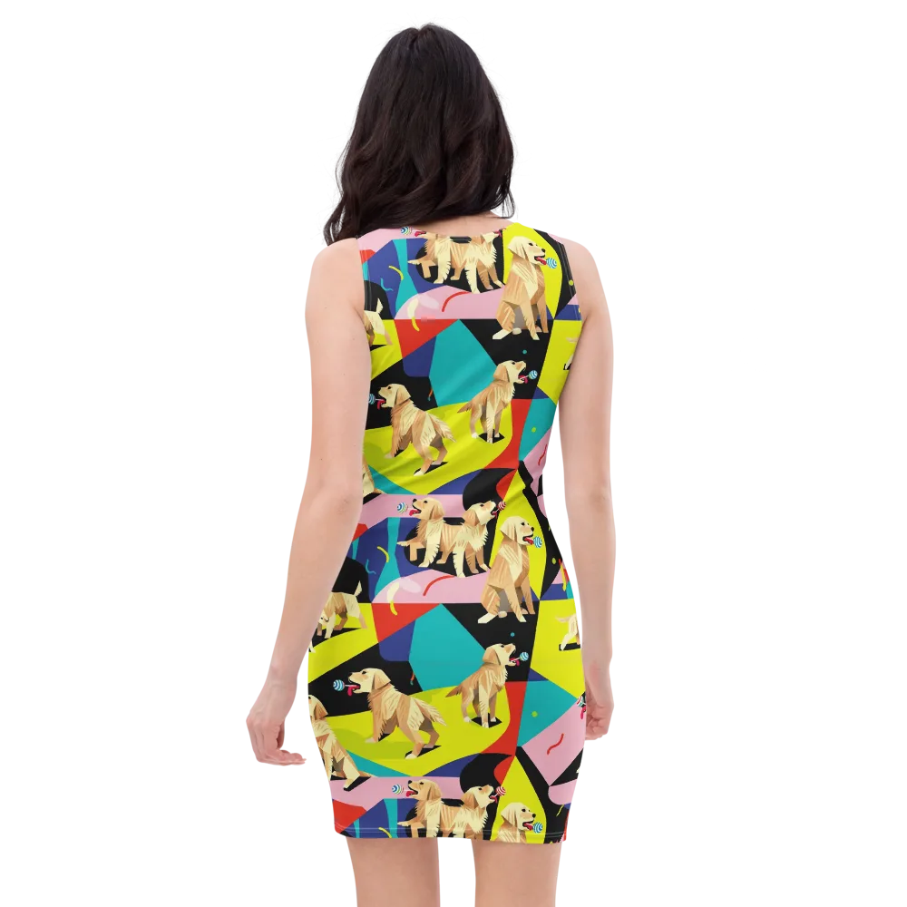 Candy Canine Geometry on Bodycon Dress — Back