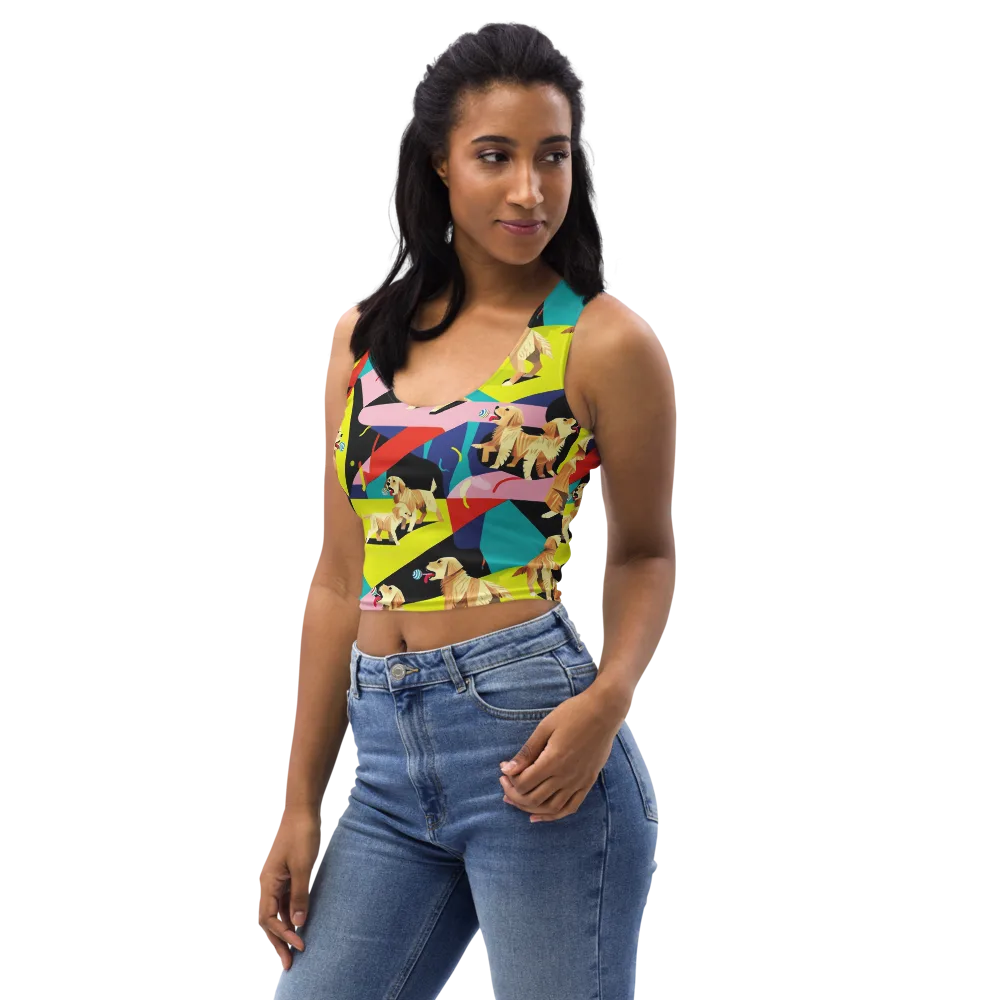 Candy Canine Geometry on Crop Top — Left Front