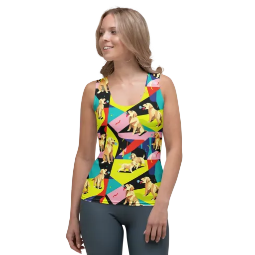 Candy Canine Geometry on a Women's Tank Top