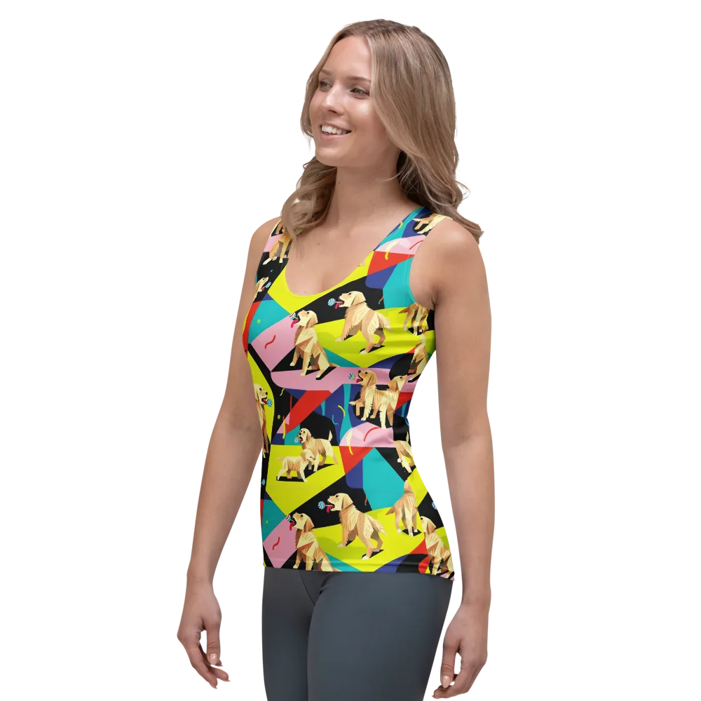 Candy Canine Geometry on Women's Tank Top — Left Front