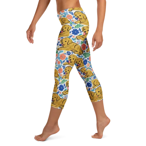 Golden Hour Hounds on a Capri Leggings