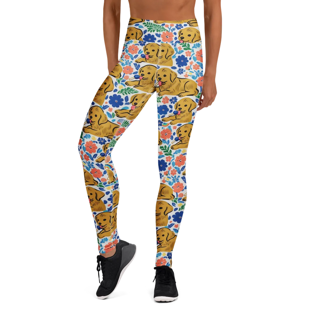 Golden Hour Hounds on Yoga Leggings — Front