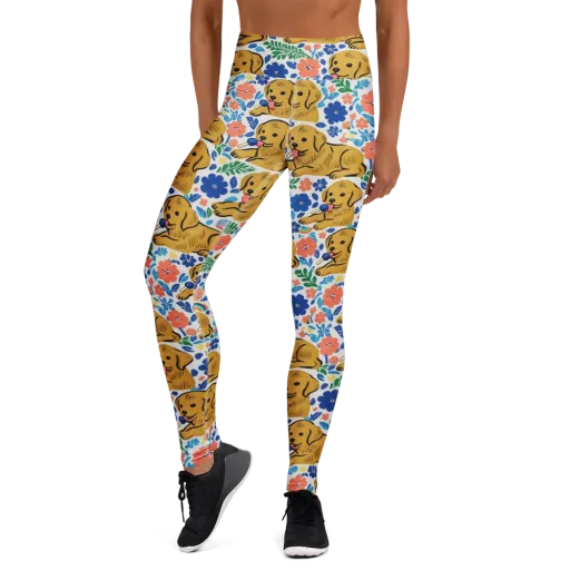 Golden Hour Hounds on a Yoga Leggings