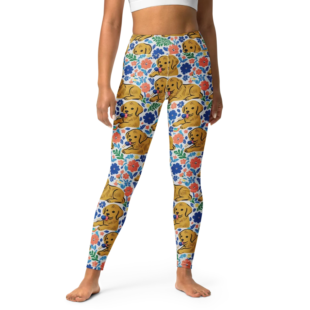 Golden Hour Hounds on Yoga Leggings — Front