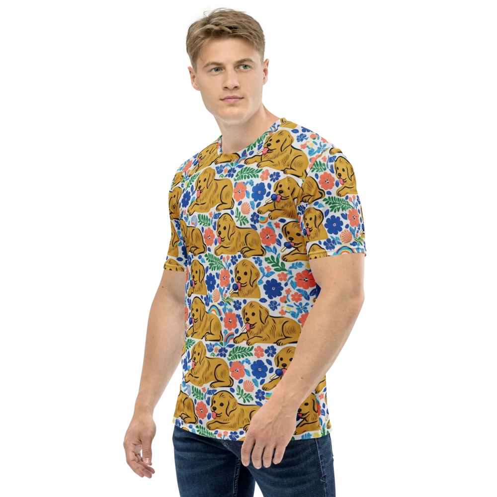 Golden Hour Hounds on Men's Crew Neck T-Shirt — Left