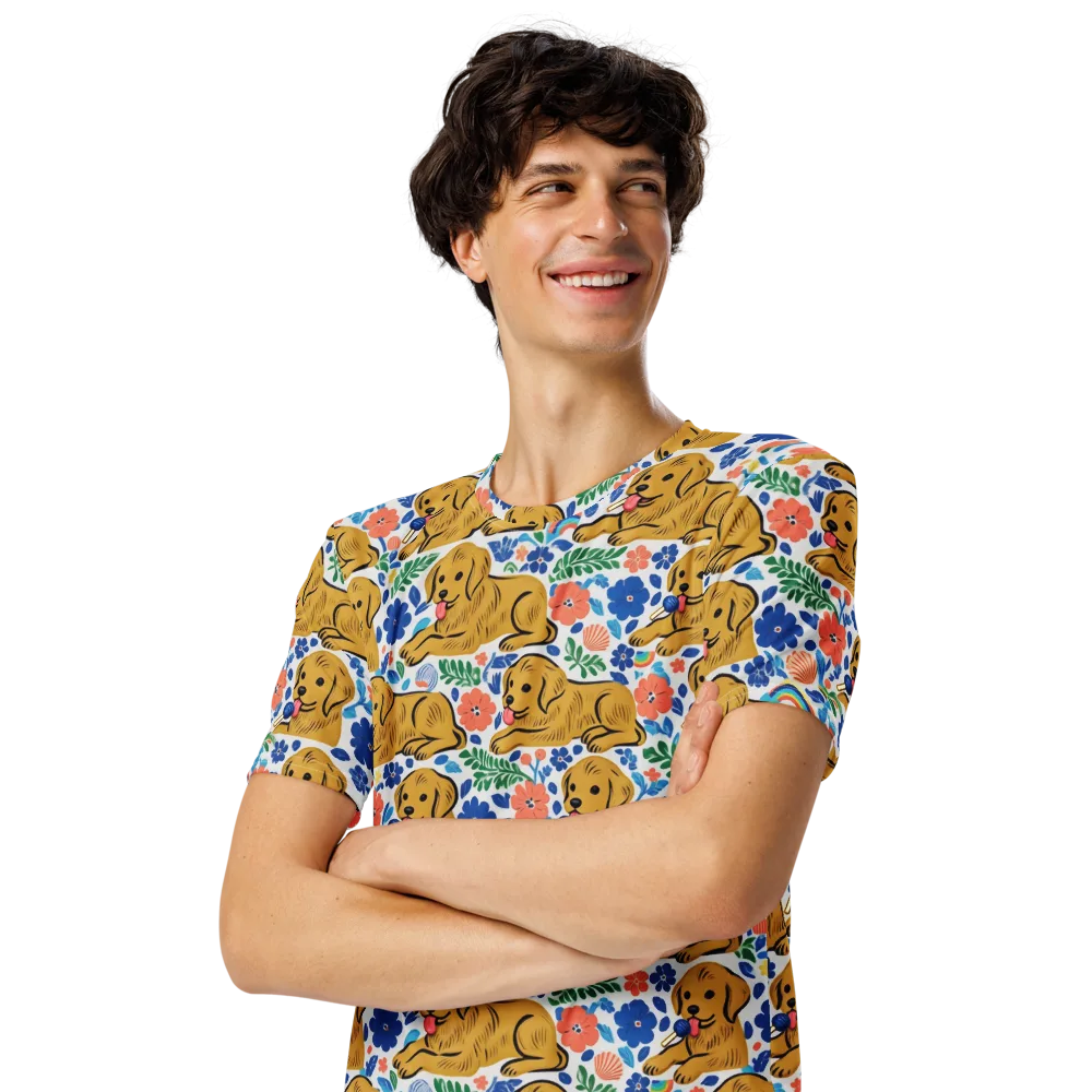 Golden Hour Hounds on Men's Crew Neck T-Shirt — Left Front