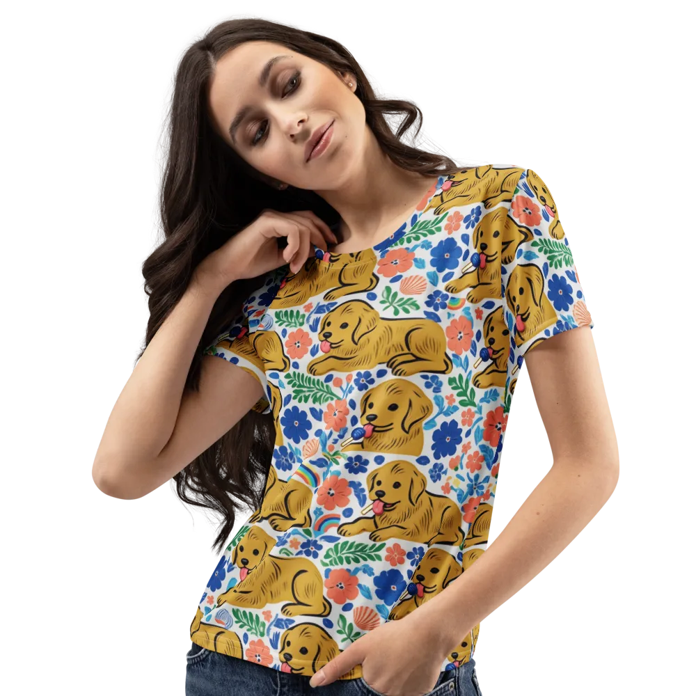Golden Hour Hounds on Women's Crew Neck T-Shirt — Left Front