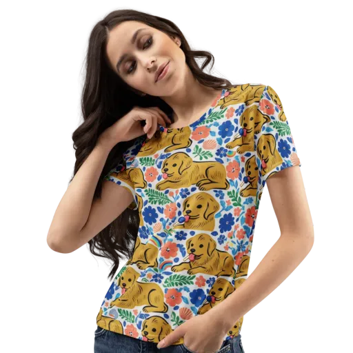Golden Hour Hounds on a Women's Crew Neck T-Shirt