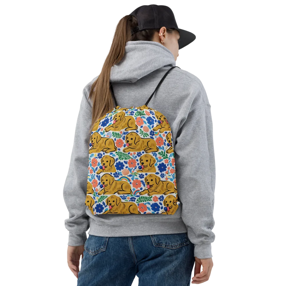Golden Hour Hounds on Drawstring Bag — Front