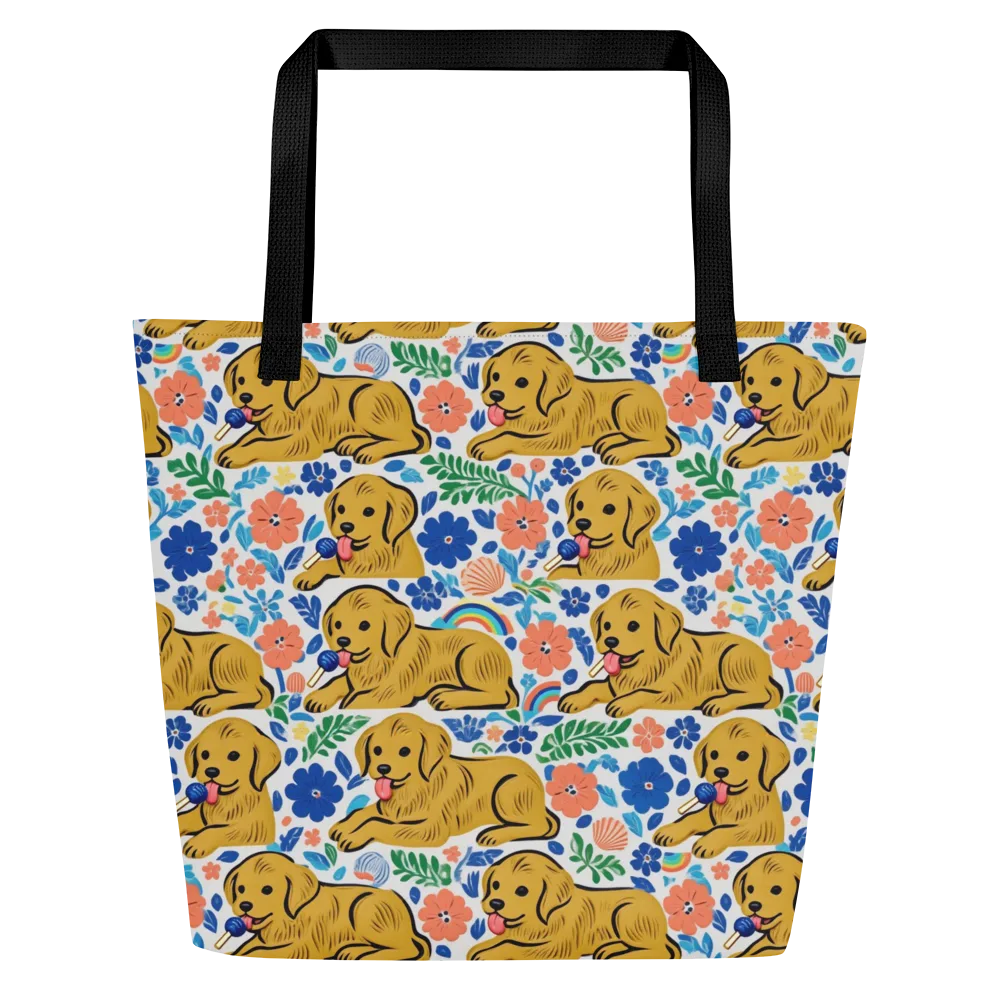 Golden Hour Hounds on Large Tote Bag W/ Pocket — Front