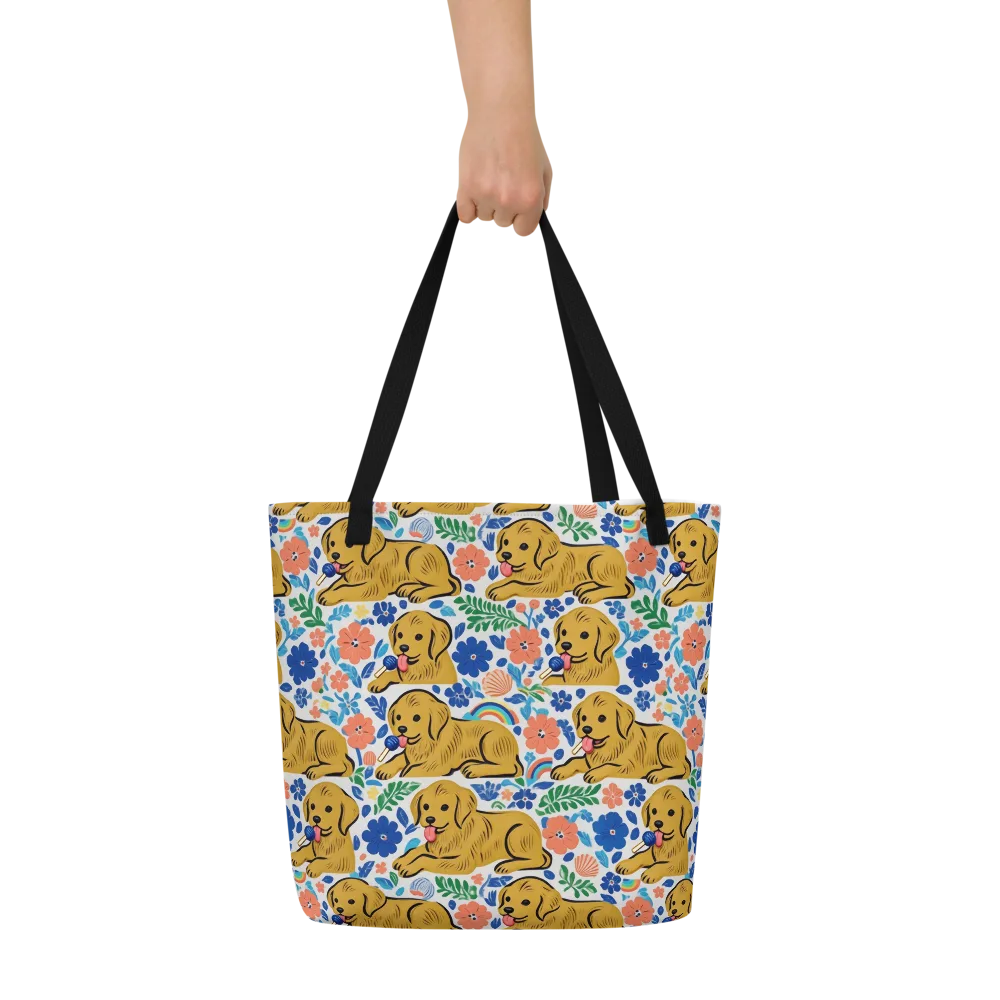 Golden Hour Hounds on Large Tote Bag W/ Pocket — Front