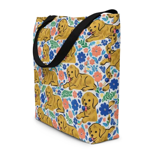 Golden Hour Hounds on a Large Tote Bag W/ Pocket