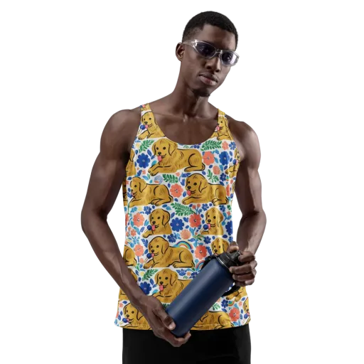 Golden Hour Hounds on a Men's Tank Top