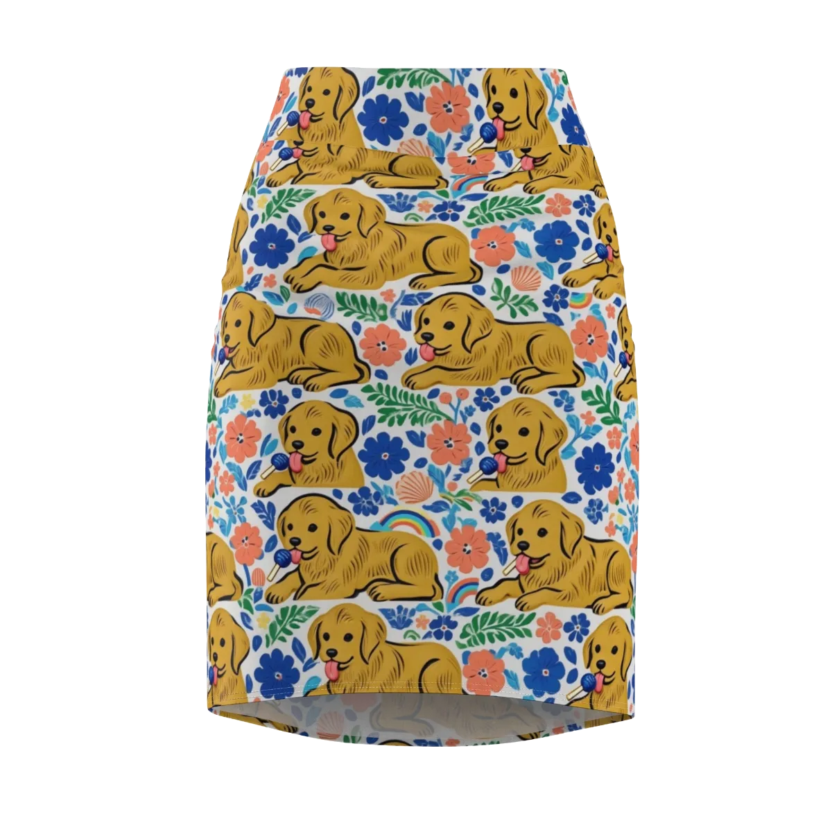Golden Hour Hounds on Pencil Skirt — Front