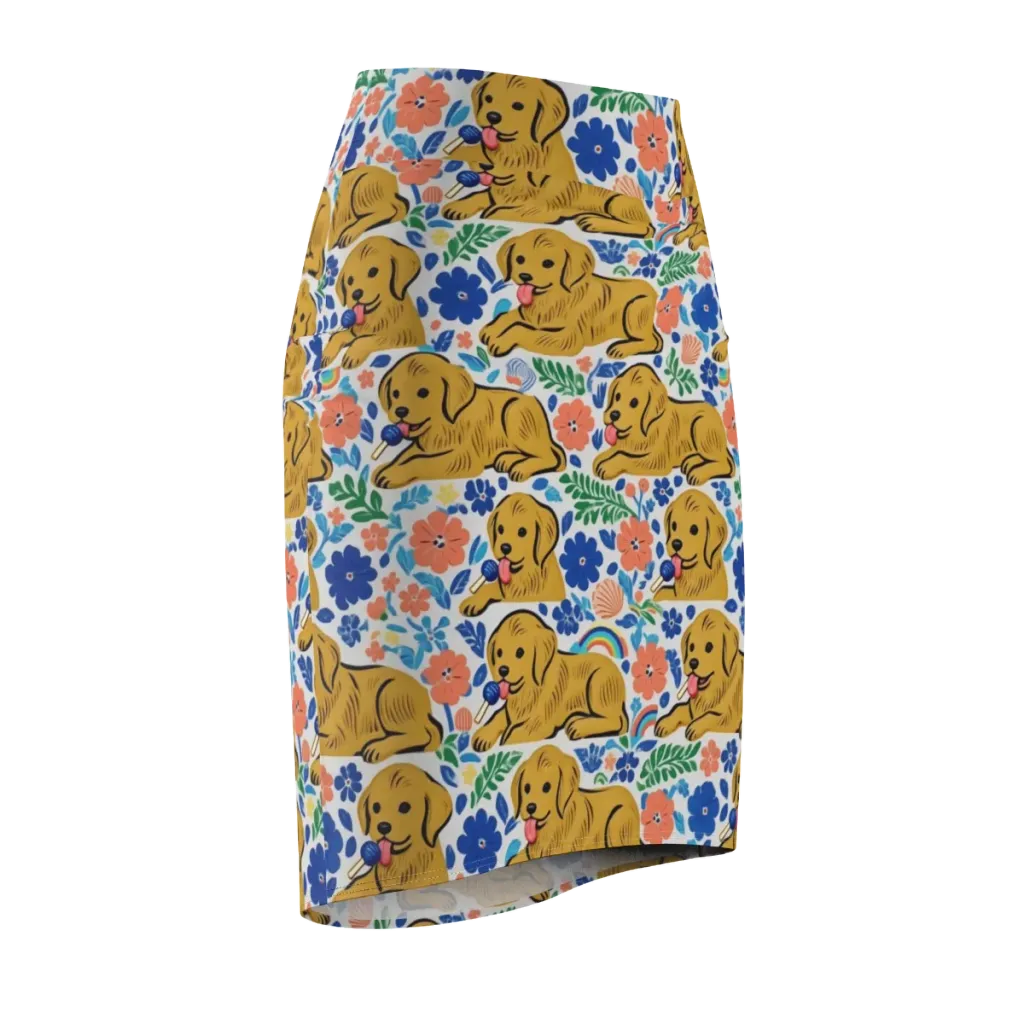 Golden Hour Hounds on Pencil Skirt — Front Side