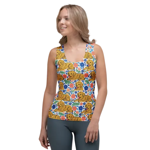 Golden Hour Hounds on a Women's Tank Top