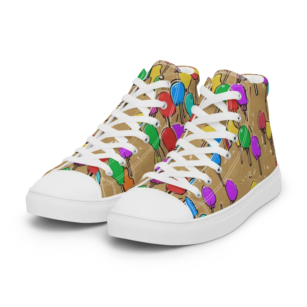 Lollipop Parade on Women's High Top Canvas Shoes — Left Front