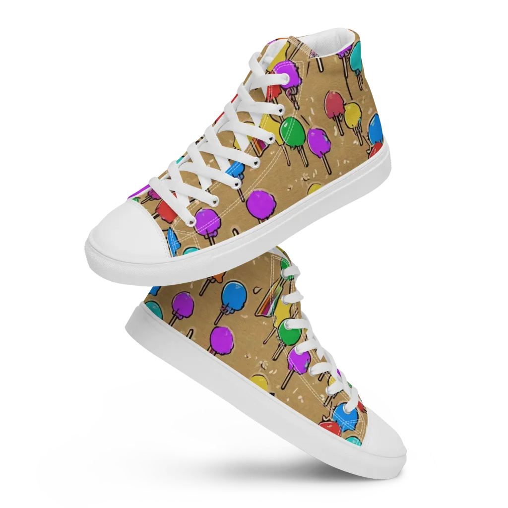 Lollipop Parade on Women's High Top Canvas Shoes — Front