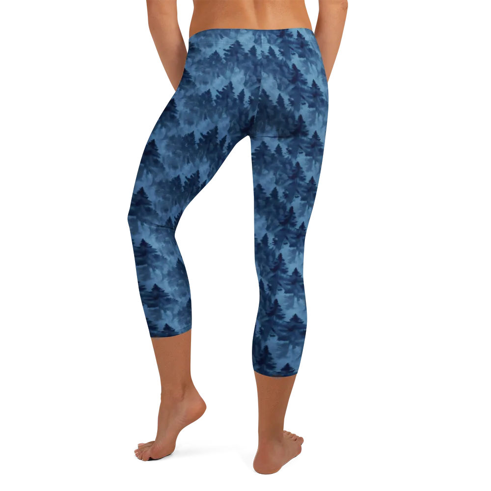 Midnight Pine on Capri Leggings — Back