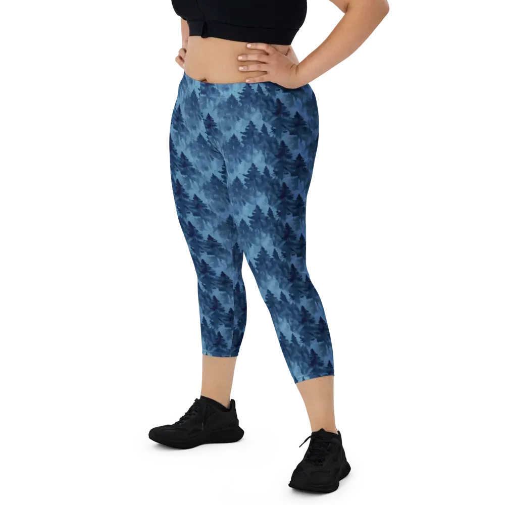 Midnight Pine on Capri Leggings — Front