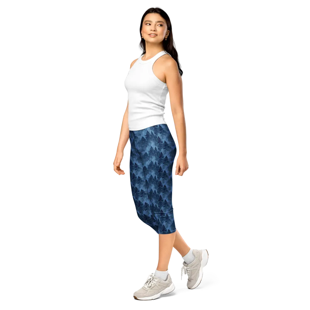 Midnight Pine on Capri Leggings — Left Front