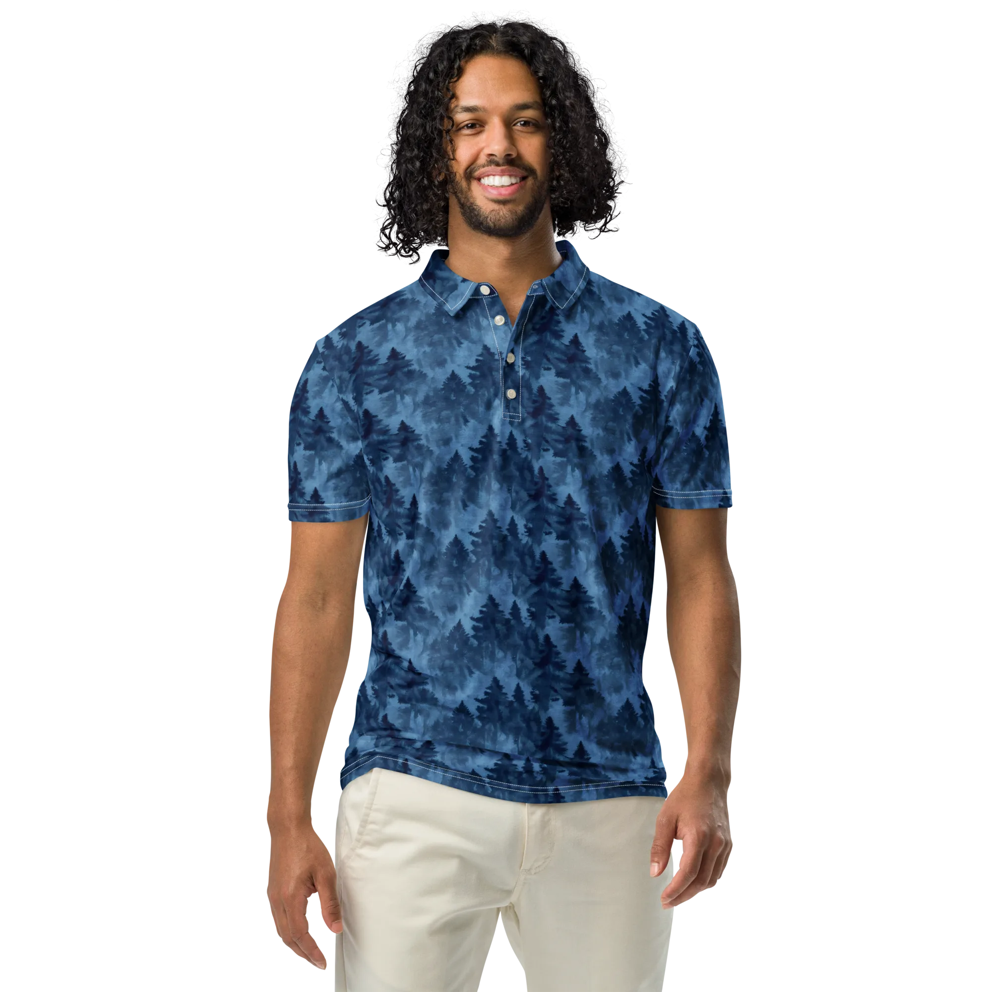 Midnight Pine on Men's Slim Fit Polo Shirt — Front