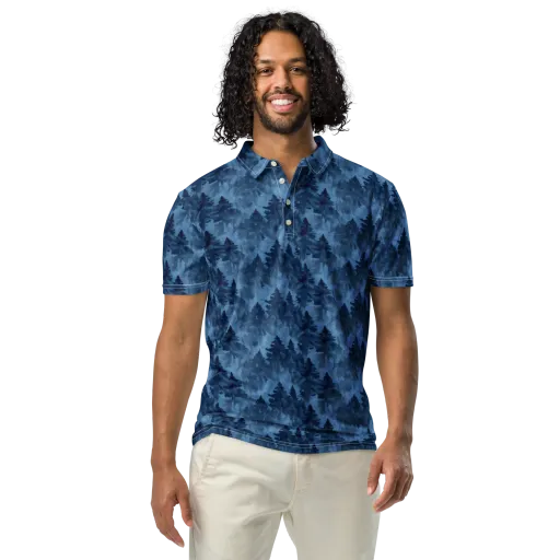 Midnight Pine on a Men's Slim Fit Polo Shirt