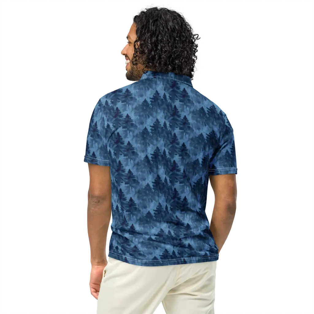 Midnight Pine on Men's Slim Fit Polo Shirt — Back