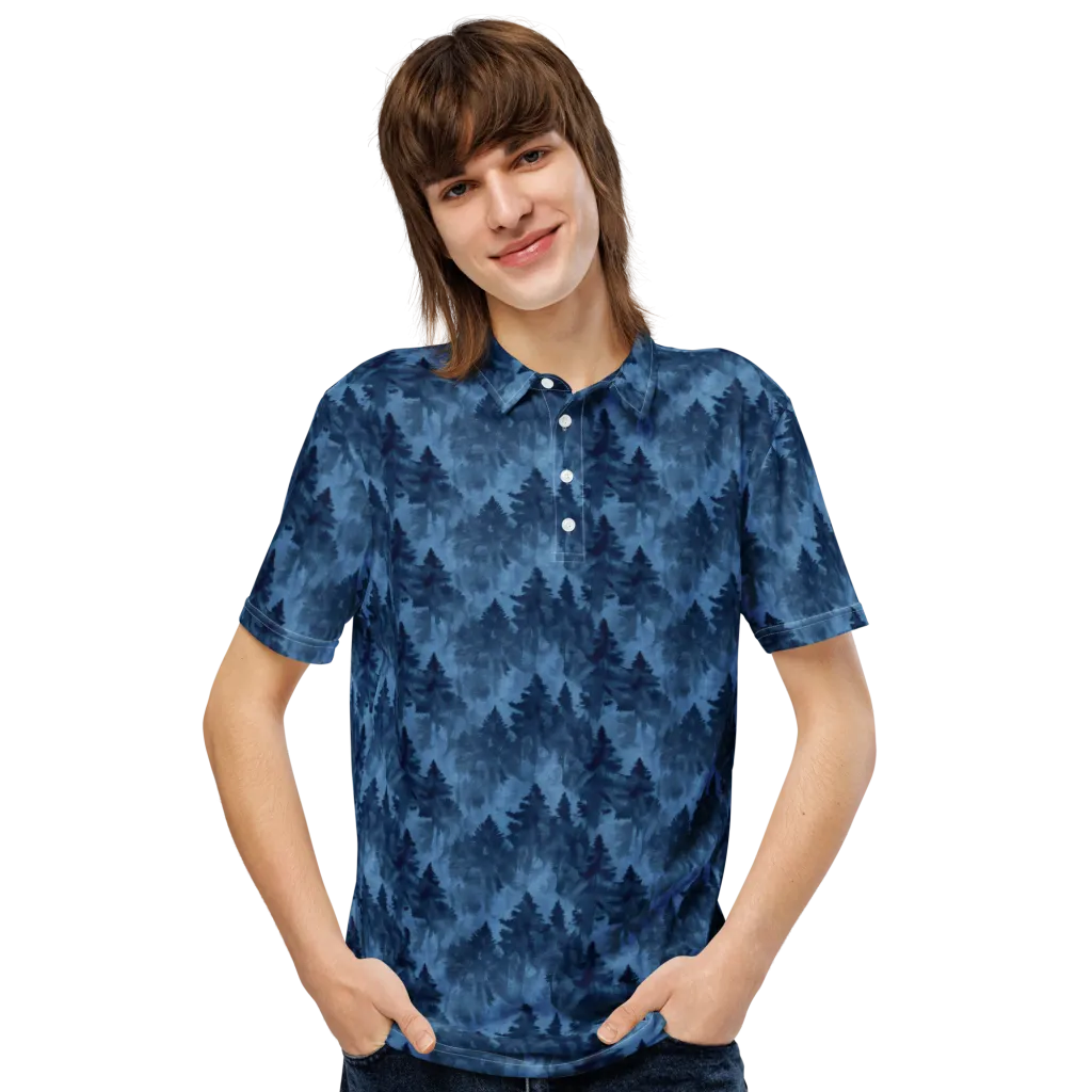 Midnight Pine on Men's Slim Fit Polo Shirt — Front