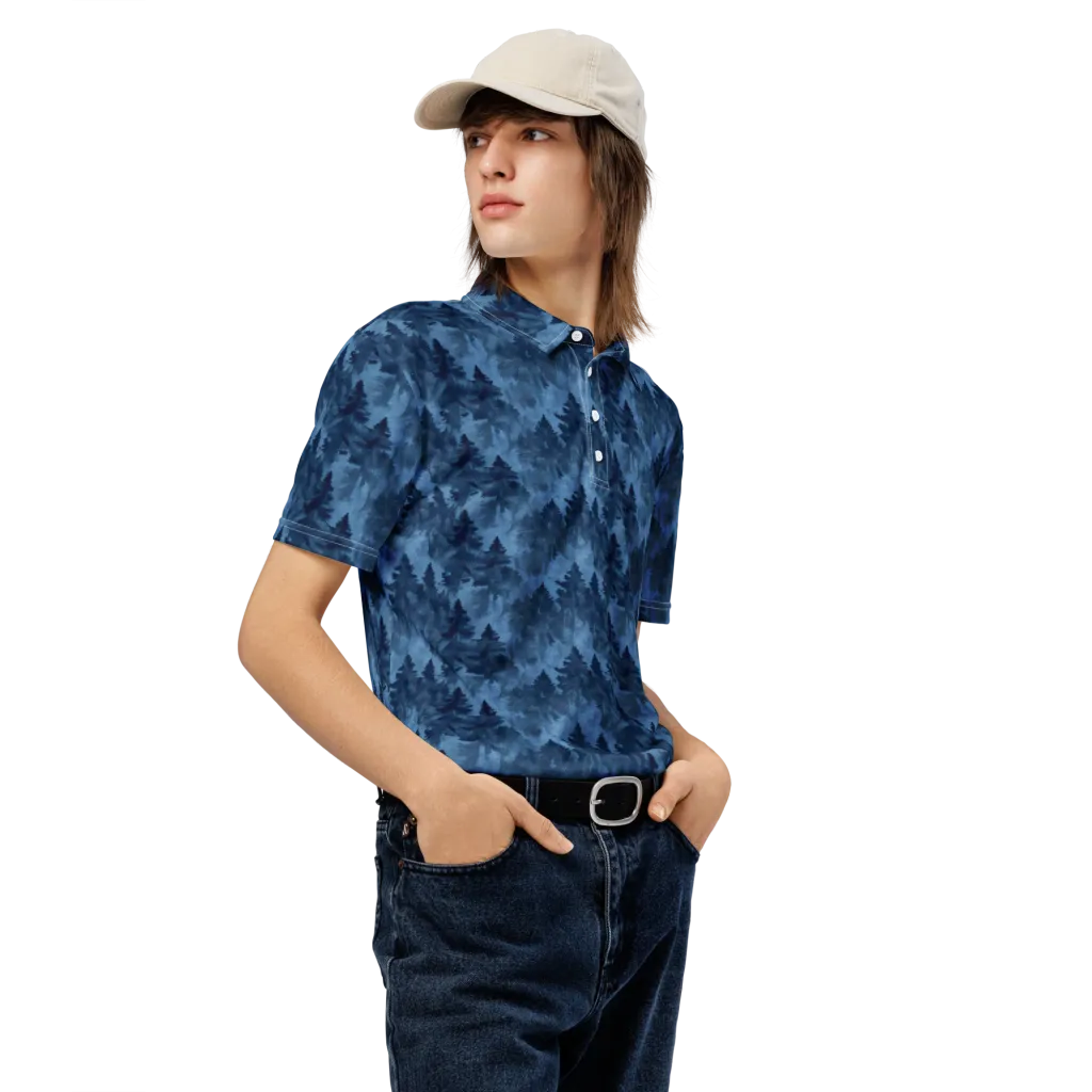 Midnight Pine on Men's Slim Fit Polo Shirt — Right Front