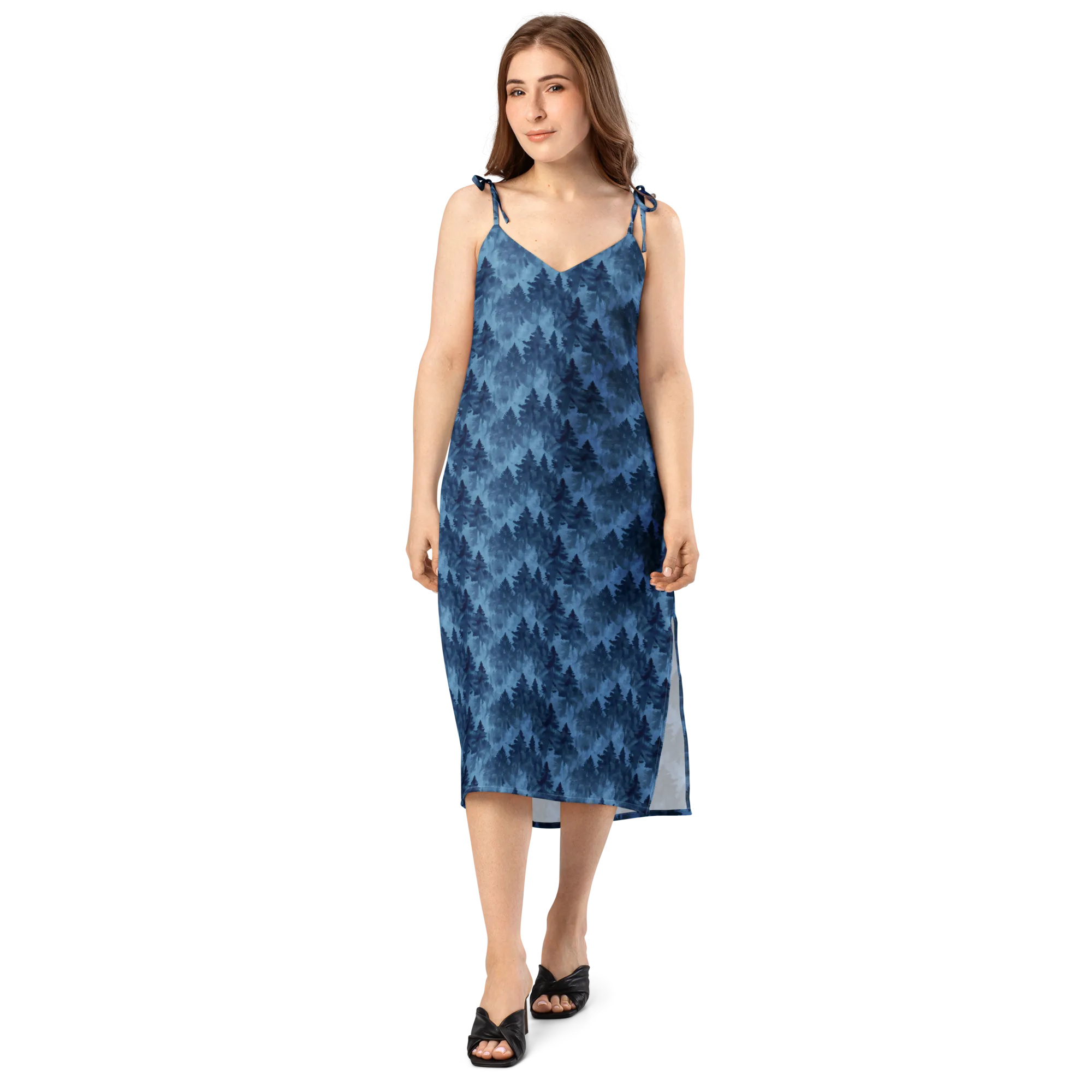 Midnight Pine on Slip Dress — Front