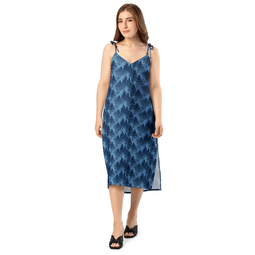 Midnight Pine on Slip Dress — Front