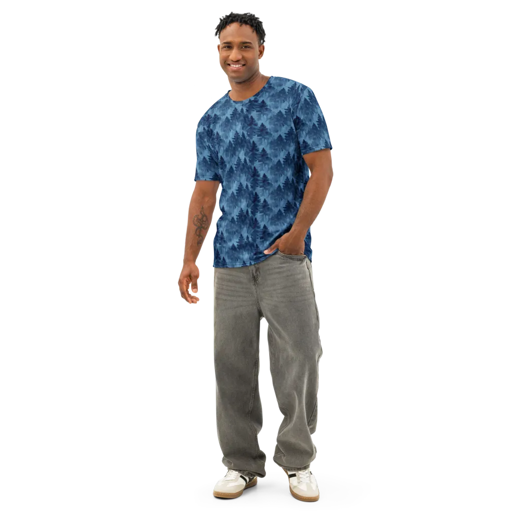 Midnight Pine on Men's Cotton Crew Neck T-Shirt — Front