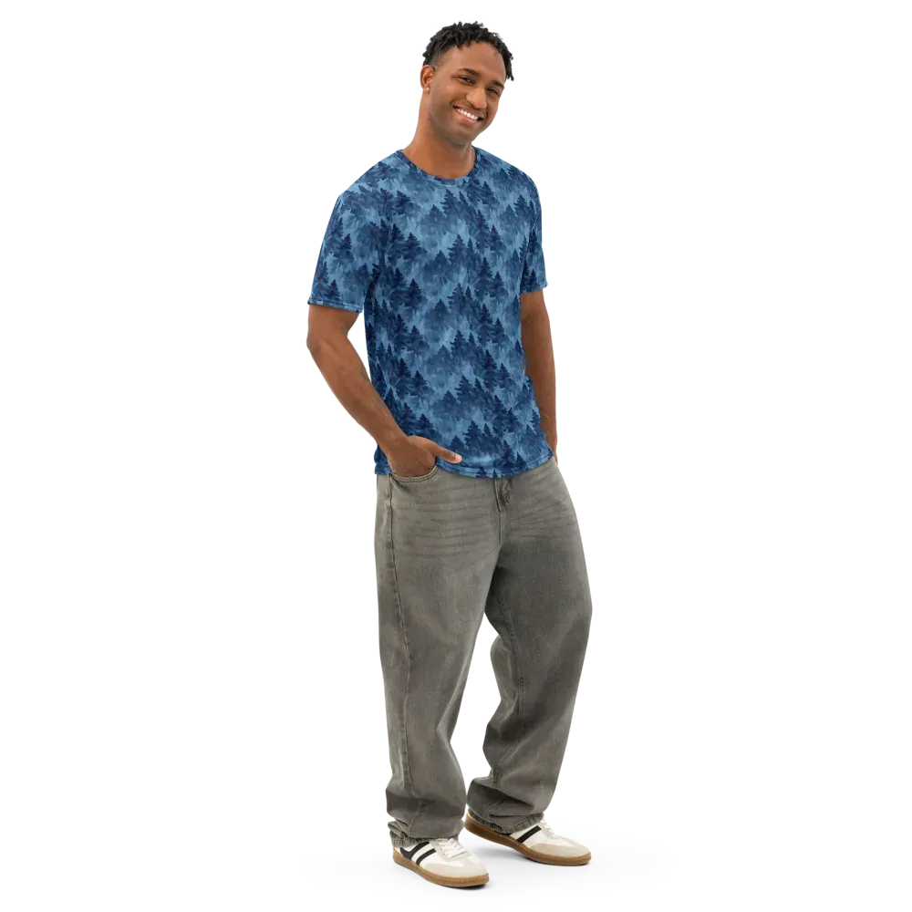 Midnight Pine on Men's Cotton Crew Neck T-Shirt — Right Front