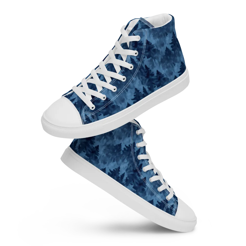 Midnight Pine on Men's High Top Canvas Shoes — Front