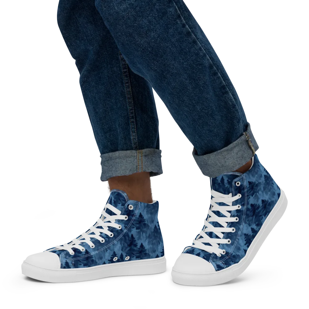 Midnight Pine on Men's High Top Canvas Shoes — Left