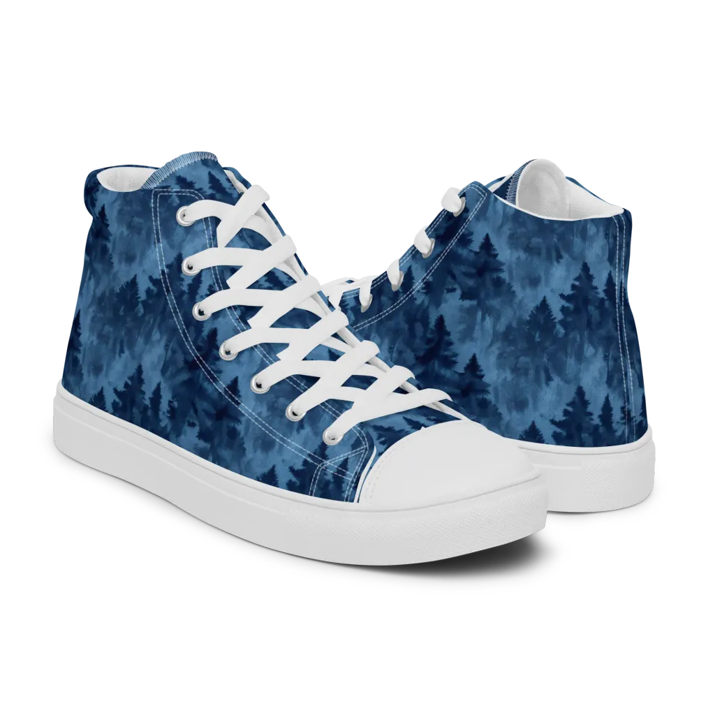 Midnight Pine on Women's High Top Canvas Shoes — Right