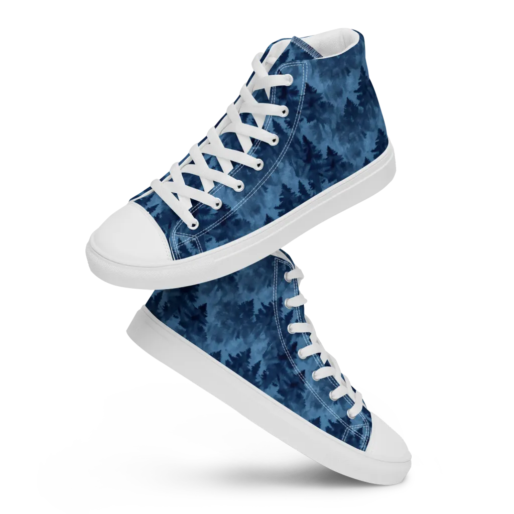 Midnight Pine on Women's High Top Canvas Shoes — Front