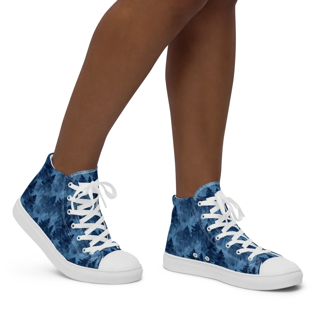 Midnight Pine on Women's High Top Canvas Shoes — Right