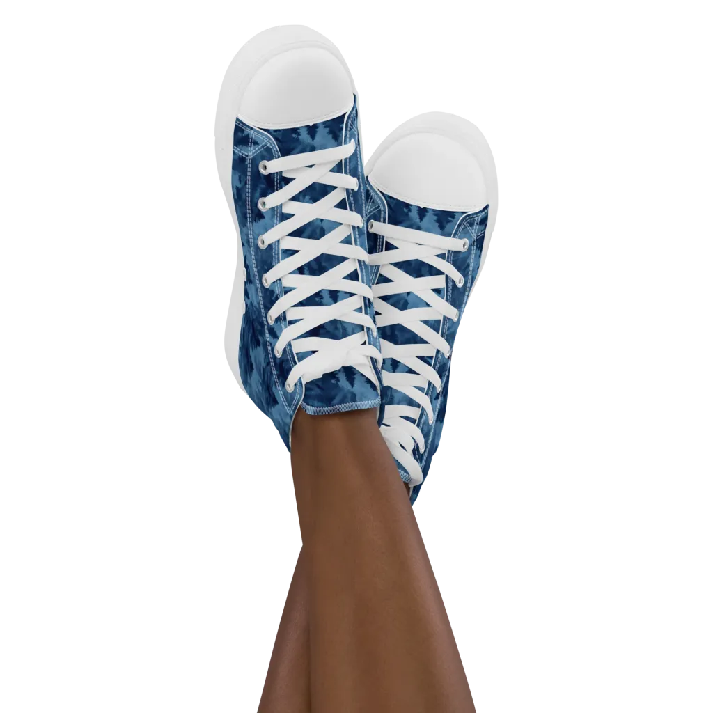 Midnight Pine on Women's High Top Canvas Shoes — Front