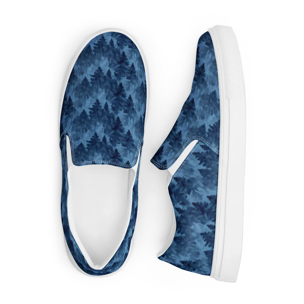 Midnight Pine on Men's Slip-On Canvas Shoes — Front