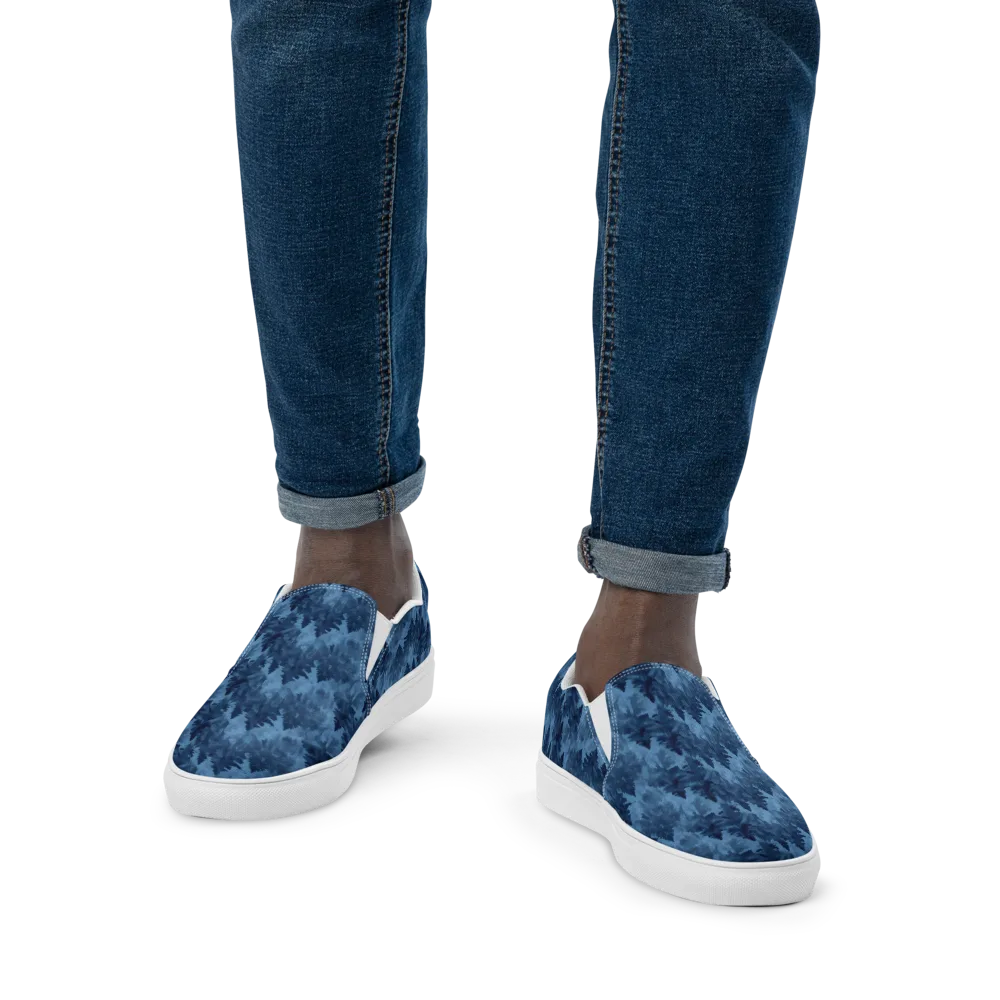 Midnight Pine on Men's Slip-On Canvas Shoes — Front